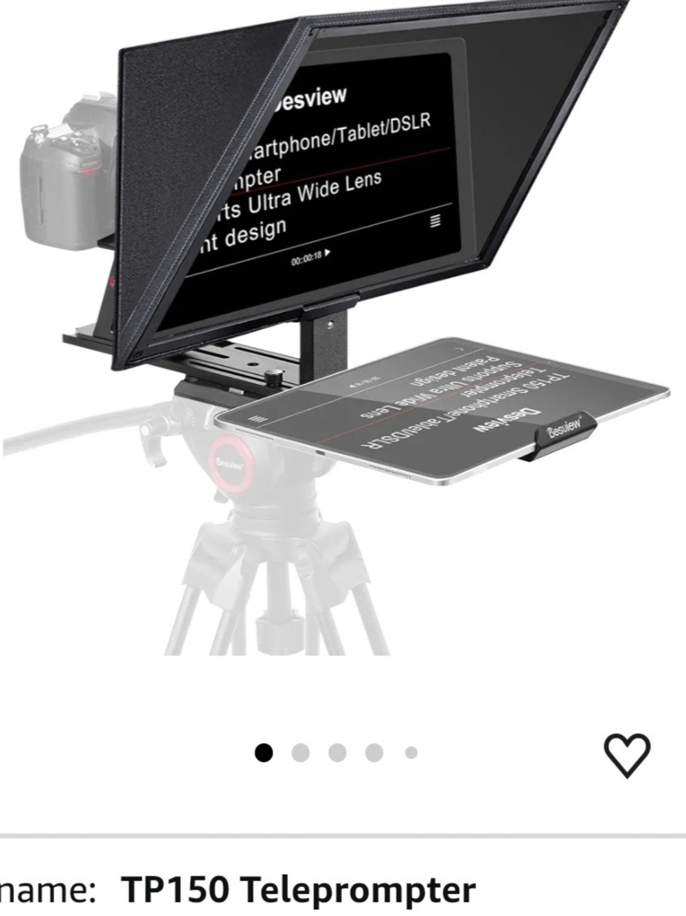TP150 Black Teleprompter Mount for Laptops, Tablets & DSLR
